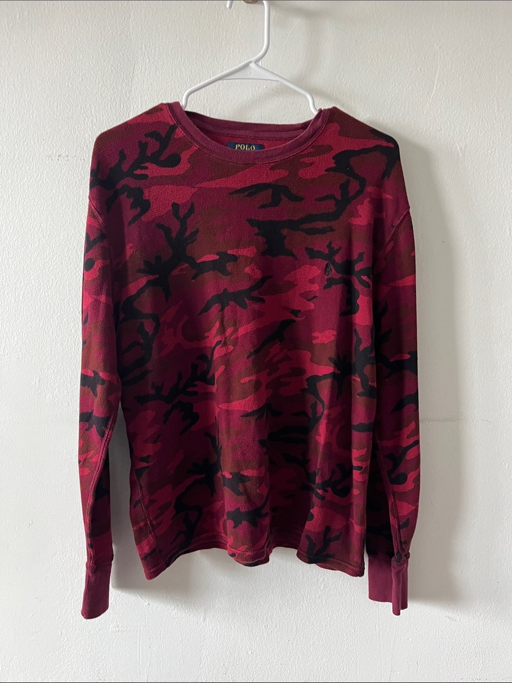 Polo by Ralph Lauren Burgundy and Black Camo Long-Sleeve Crewneck